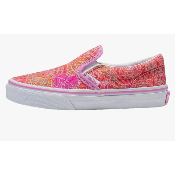 Vans Kids Girls 3 Classic Slip On Floral Canvas Shoes Size Pink Rose Camo New - Picture 6 of 10